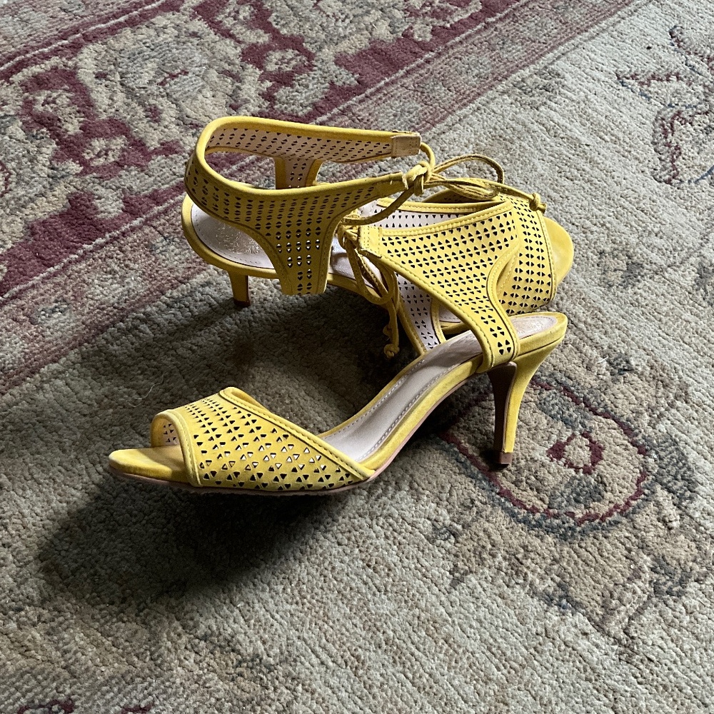 Vince camuto yellow lace up heels